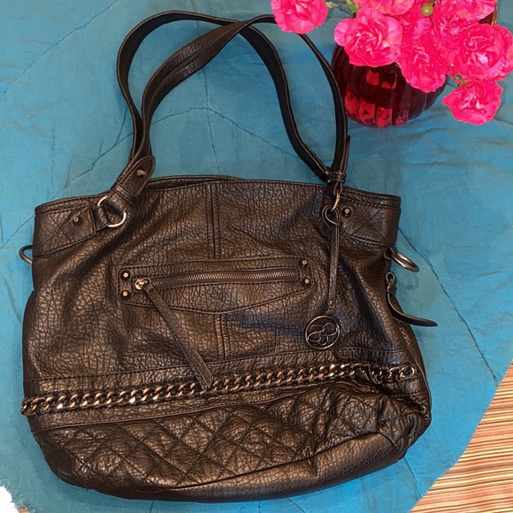 Jessica Simpson Shoulder Bag Chain Detail Black - Picture 10 of 12